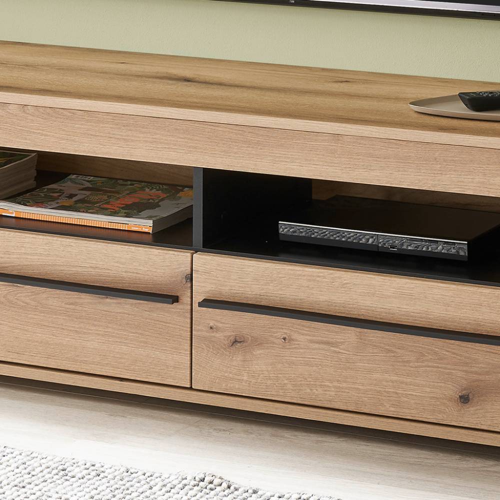 TV Wohnwand Cemutra in modernem Design - Eichefarben (vierteilig)