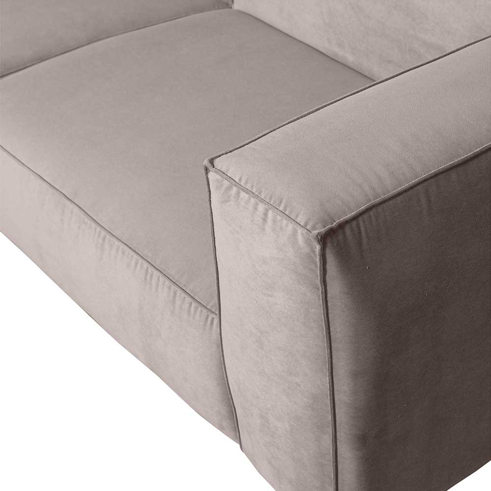 Moderne Wohnzimmer Couch Ribanna in Beige Samt 240 cm breit