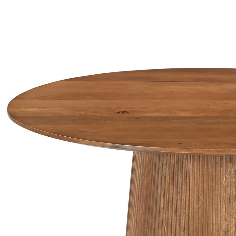 Holztisch massiv Bertylan in runder Form 130 cm breit