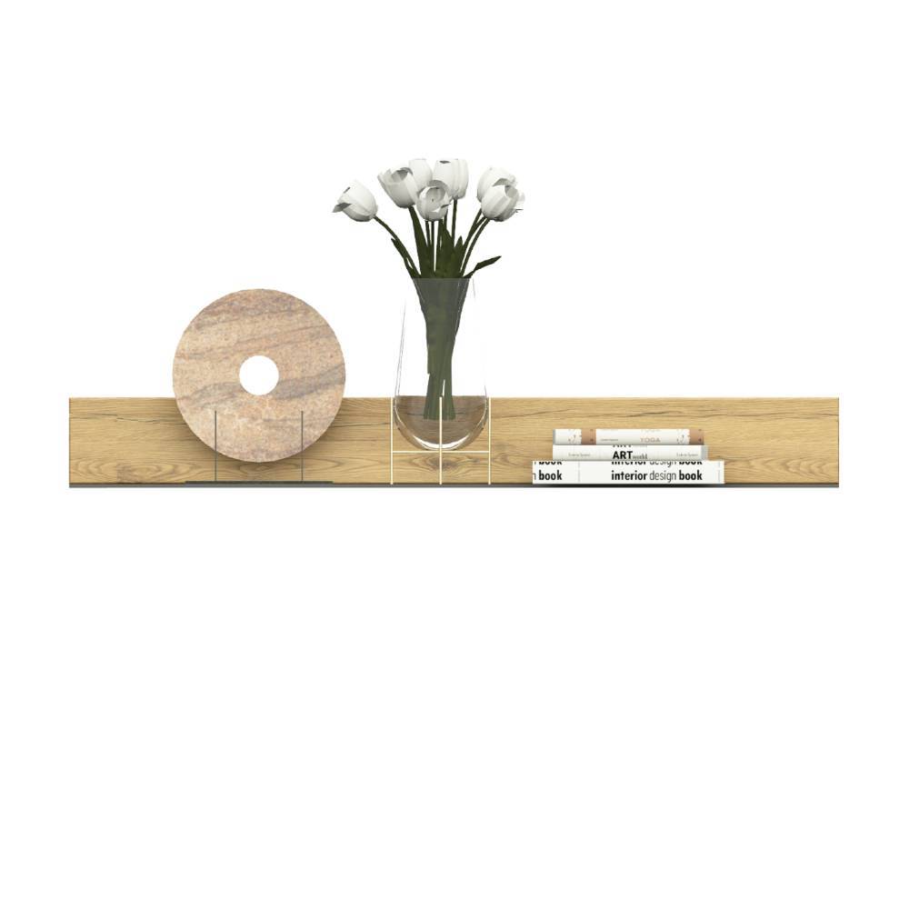 Wohnzimmerwand modern Ostoro in Wildeiche Bianco 206 cm hoch (vierteilig)