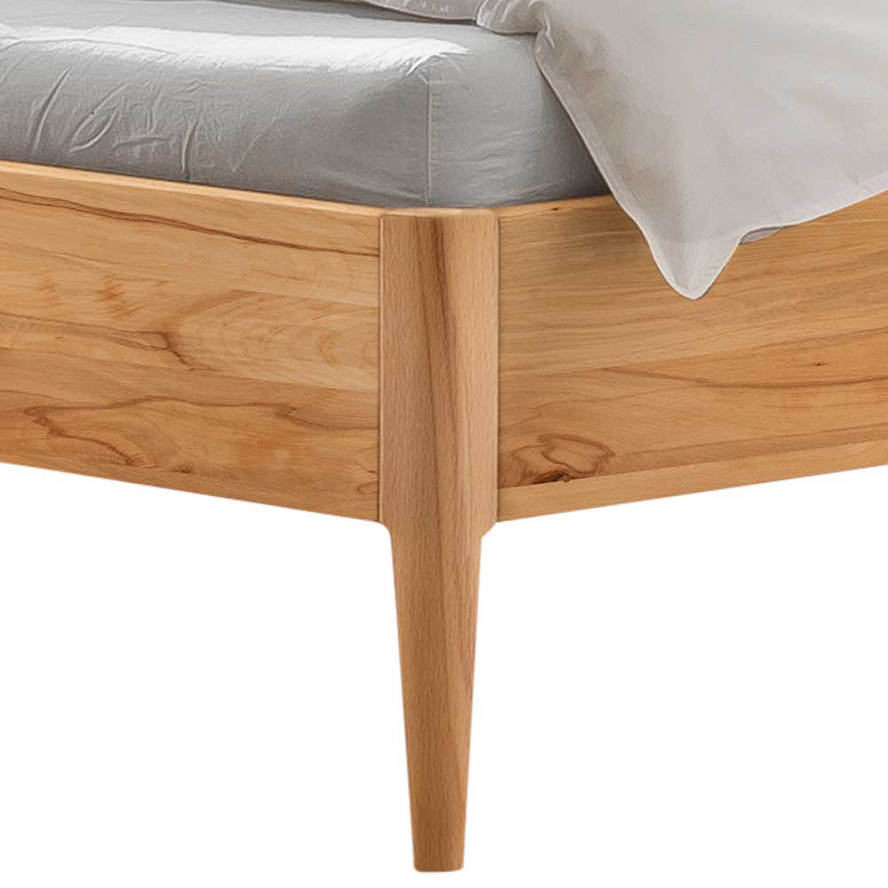 Bett mit Polster Kopfteil Fluracia in Grau aus Wildbuche Massivholz