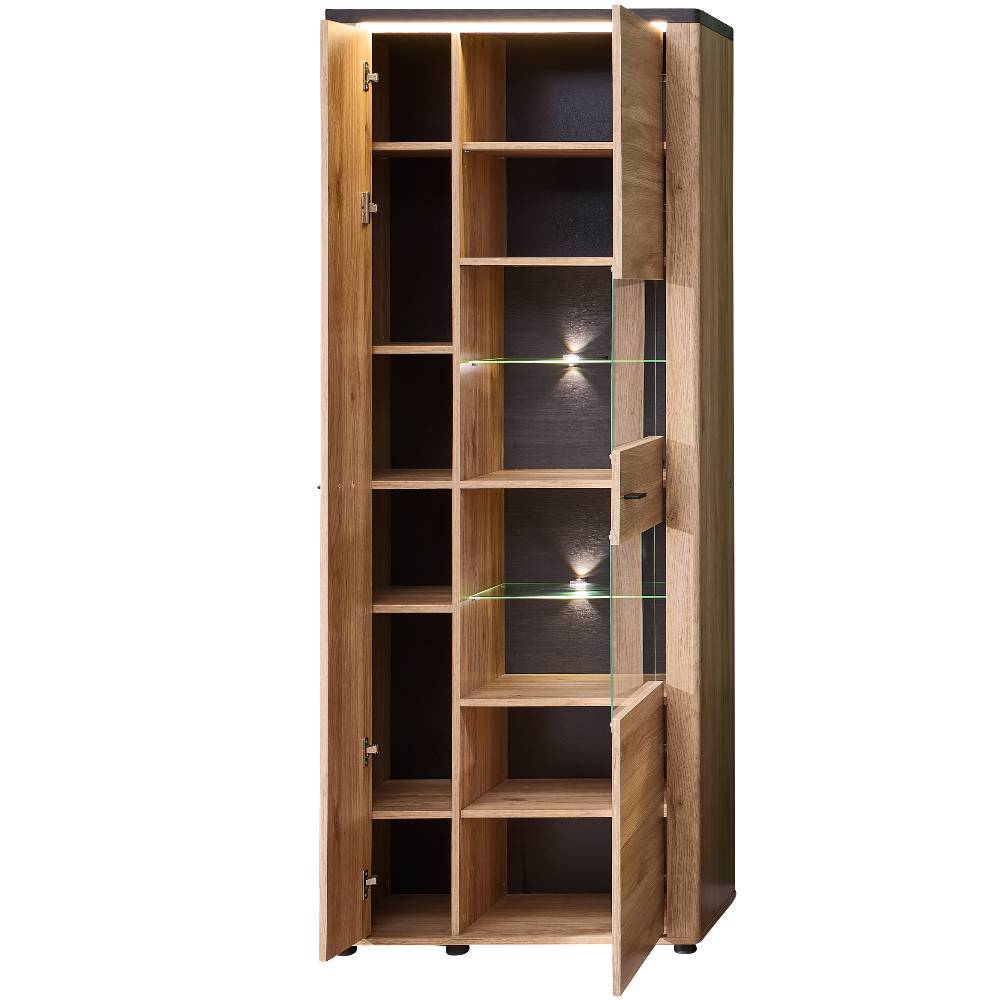 Standvitrine Helias mit LED Beleuchtung 78 cm breit