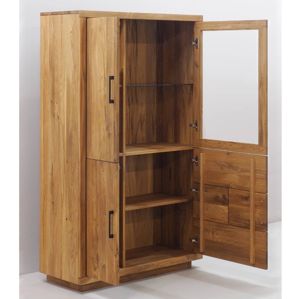 Vitrinenschrank Lasito aus Eiche Massivholz geölt