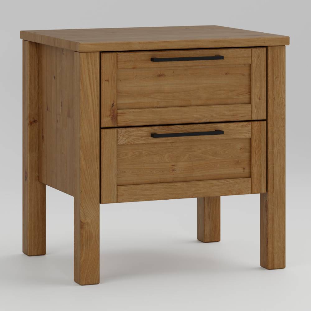 Nachtkommode Vally aus Wildeiche Massivholz 47 cm hoch