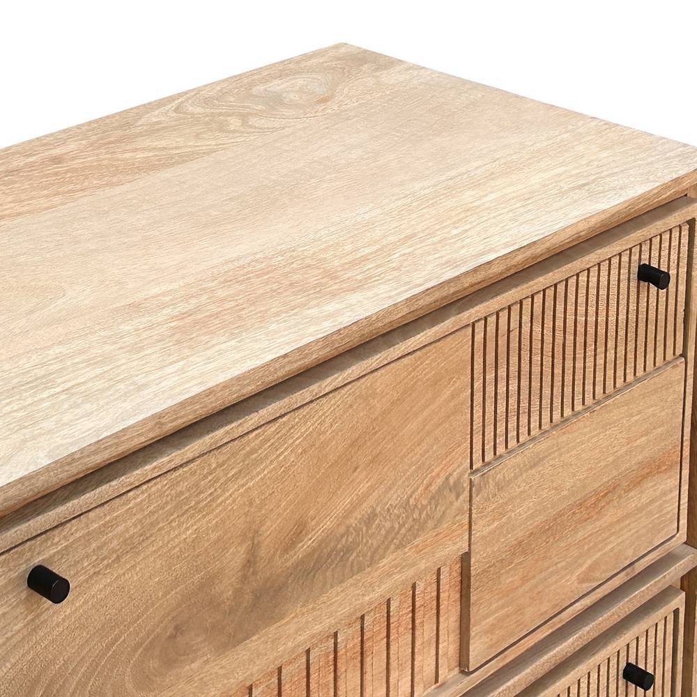 Schuh Schrank Diaria Front beschnitzt in Mangoholz Naturfarben
