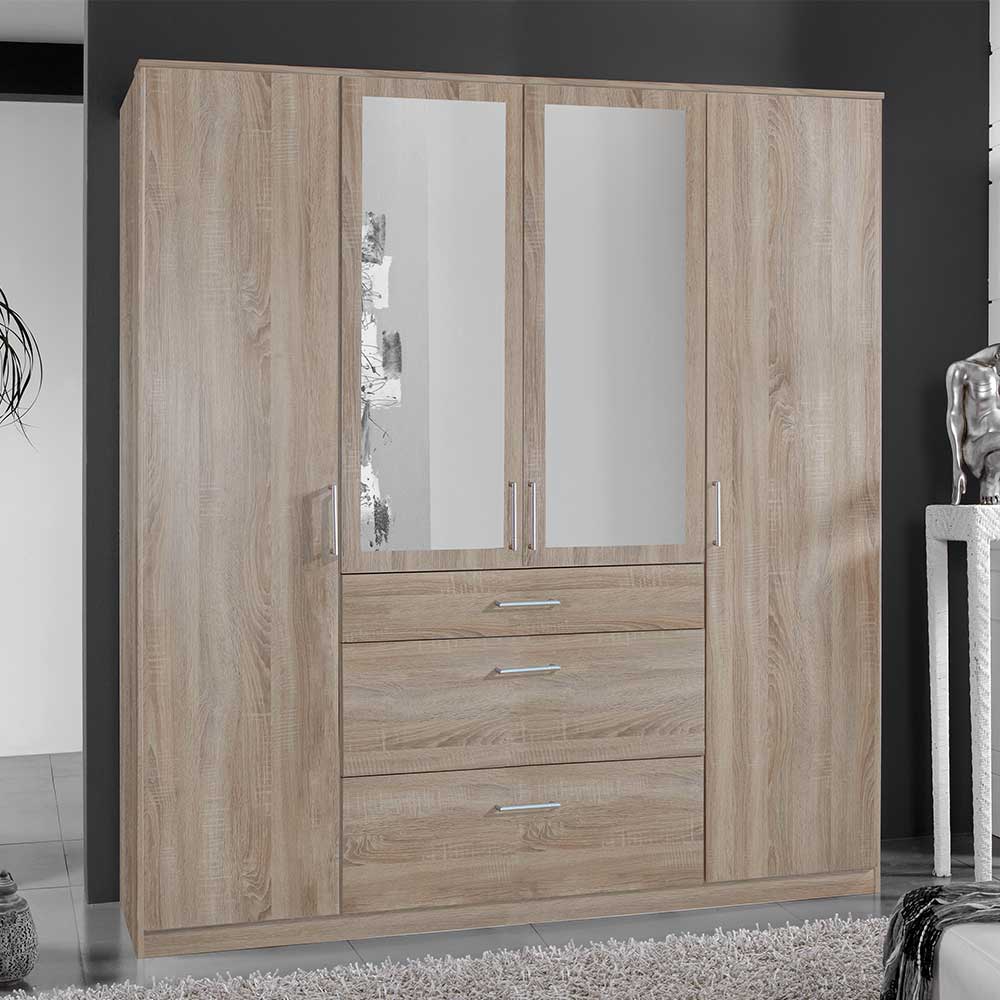 Kleiderschrank mit Spiegeln Estella in Eiche Sägerau 179 cm breit