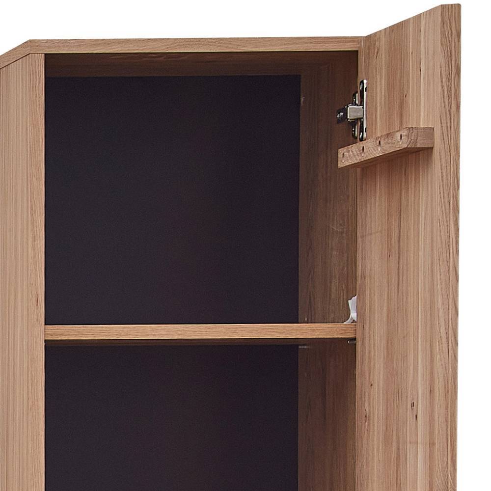 Wohnzimmervitrinenschrank Emly 203 cm hoch mit Massivholz Türen