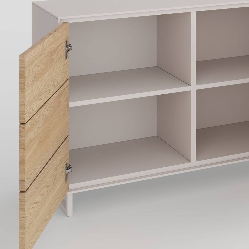 Sideboard Fortlanda in Eiche Bianco und Kreideweiß