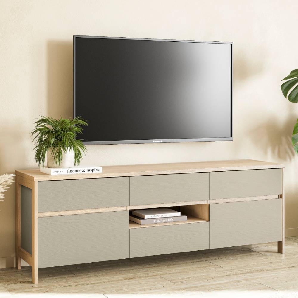 Wohnwand Fine im Skandi Design 195 cm hoch (vierteilig)