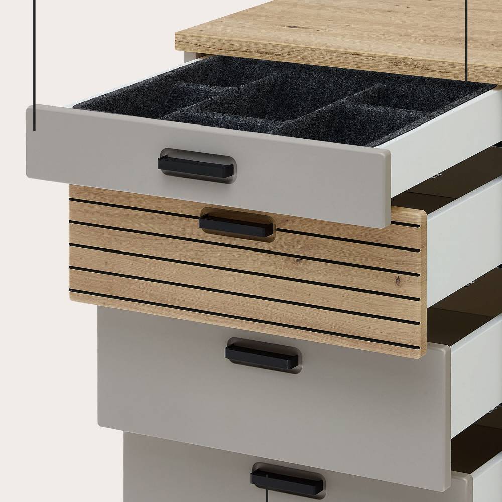 Schreibtischrollcontainer Junetega mit vier Schubladen 66 cm hoch
