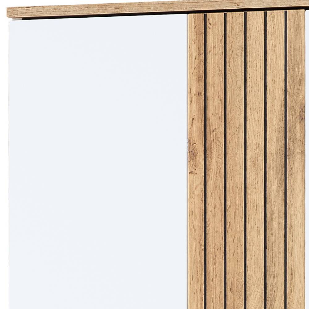 Garderobenschrank Alamo in Weiß matt und Altholz Optik