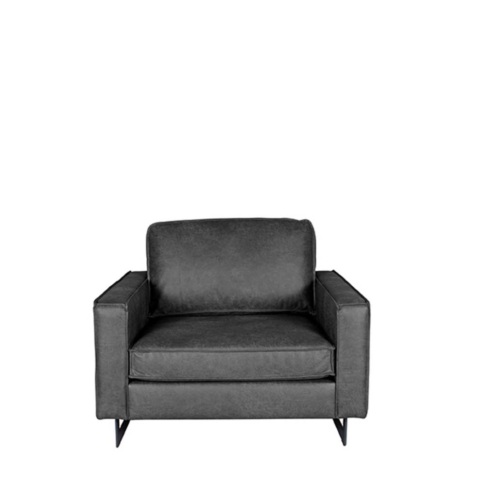Recyclingleder Sessel Wave in Anthrazit Vintage mit Bügelgestell