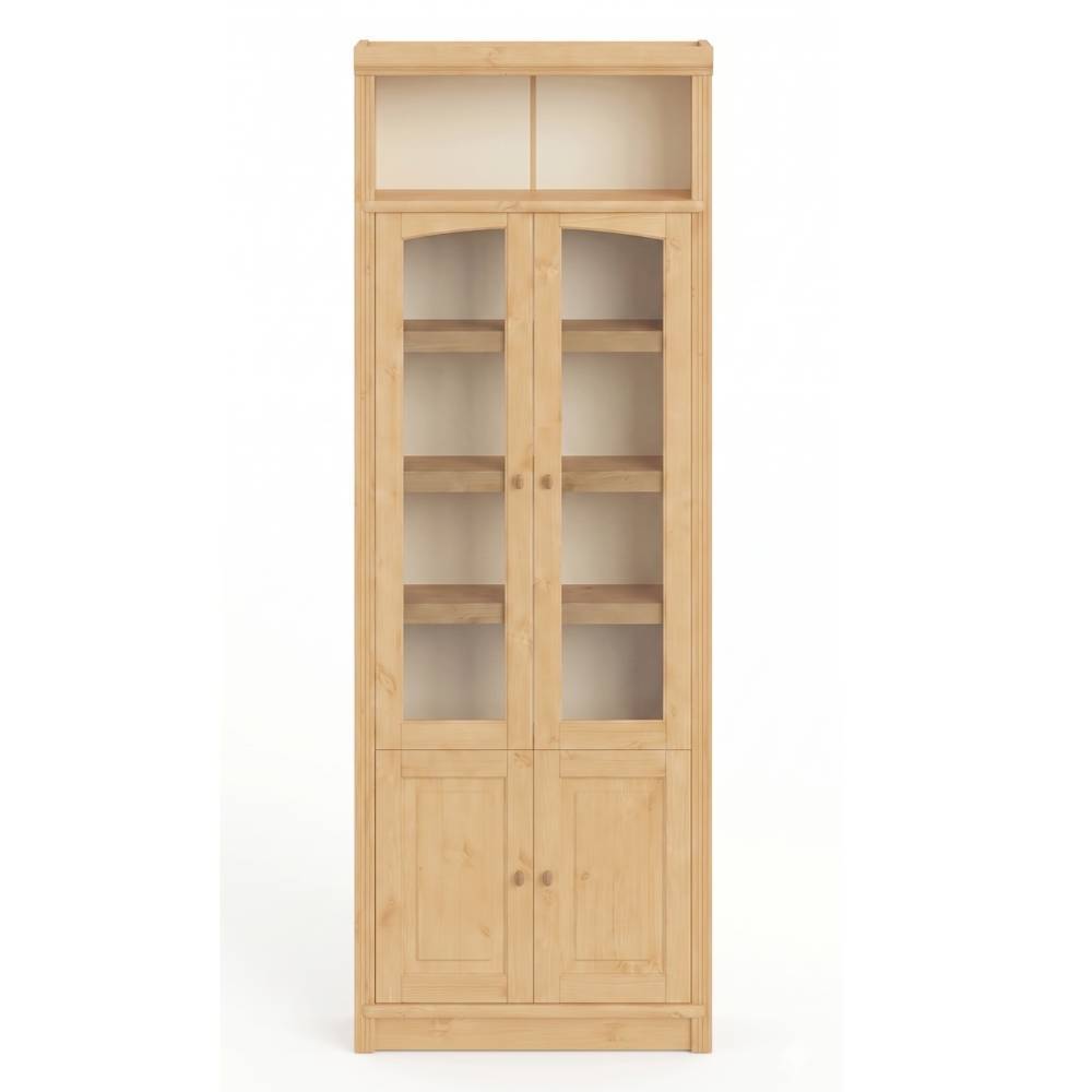 Bücher Vitrine Claros aus Kiefer Massivholz mit Glastüren