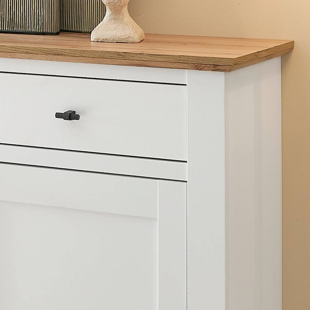 Sideboard Beno im Landhausstil in Holzoptik Pinie weiß