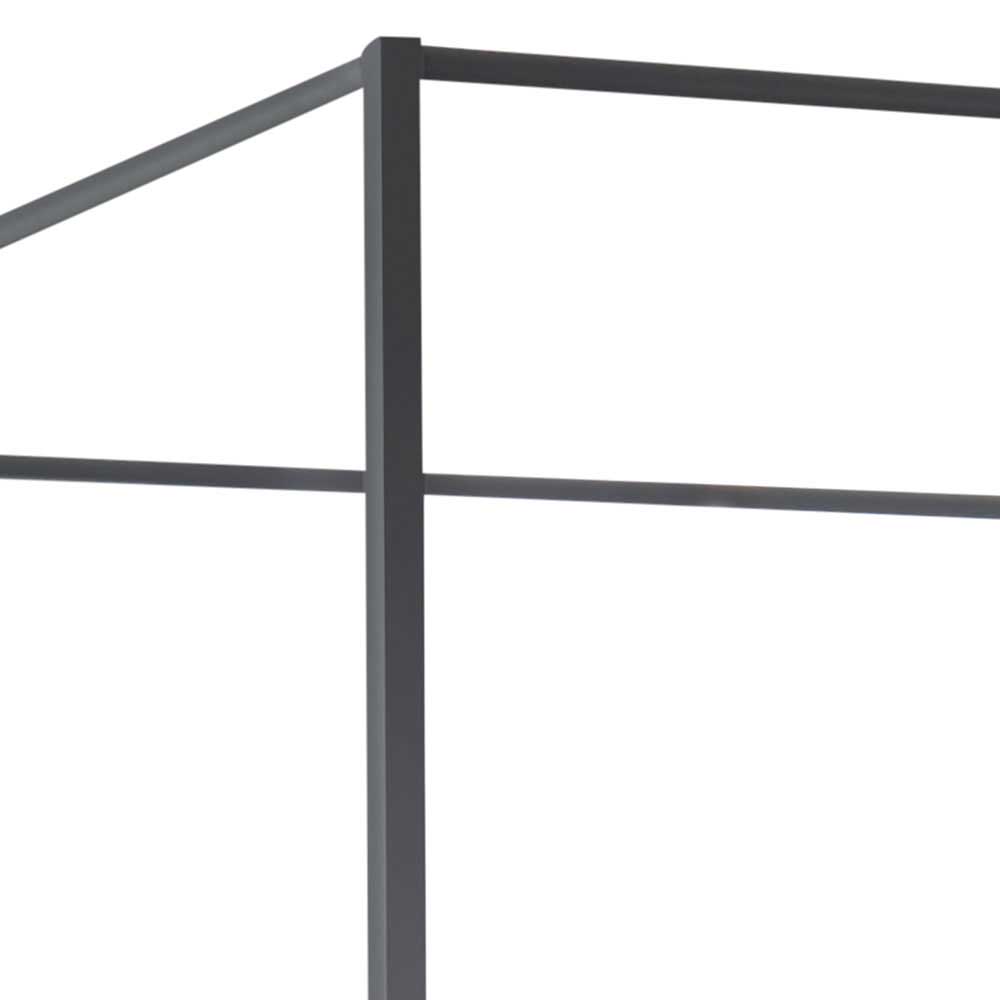 Loft Stil Himmelbett Refeugi aus Wildeiche Massivholz und Metall 200 cm hoch