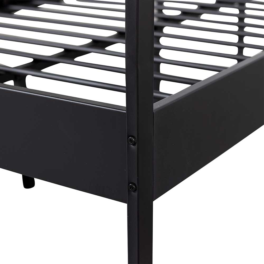 Schwarzes Metall Bett Volgan im Retrostil 42 cm Einstiegshöhe