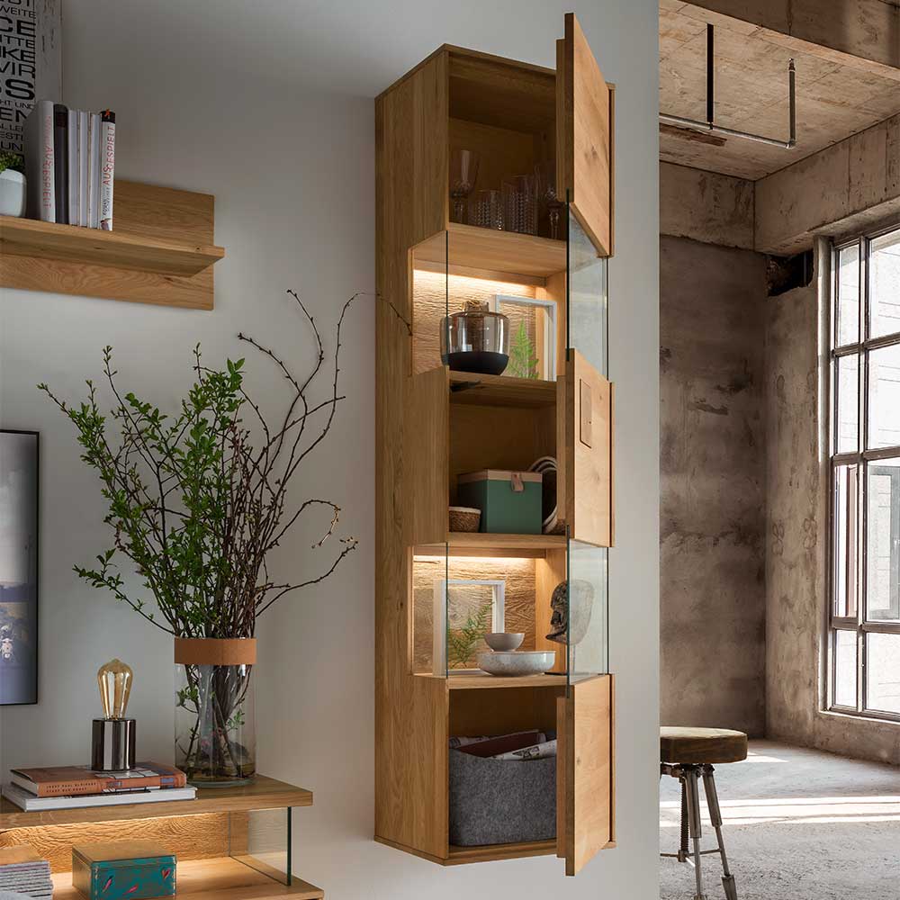 TV Wohnwand Wildeiche Onitos in modernem Design 213 cm breit (dreiteilig)