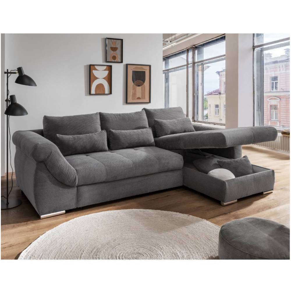 Ecksofa Goal in Grau aus Cord