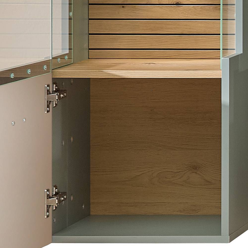 Vitrine Ilitalcon in Graugrün und Wildeichefarben
