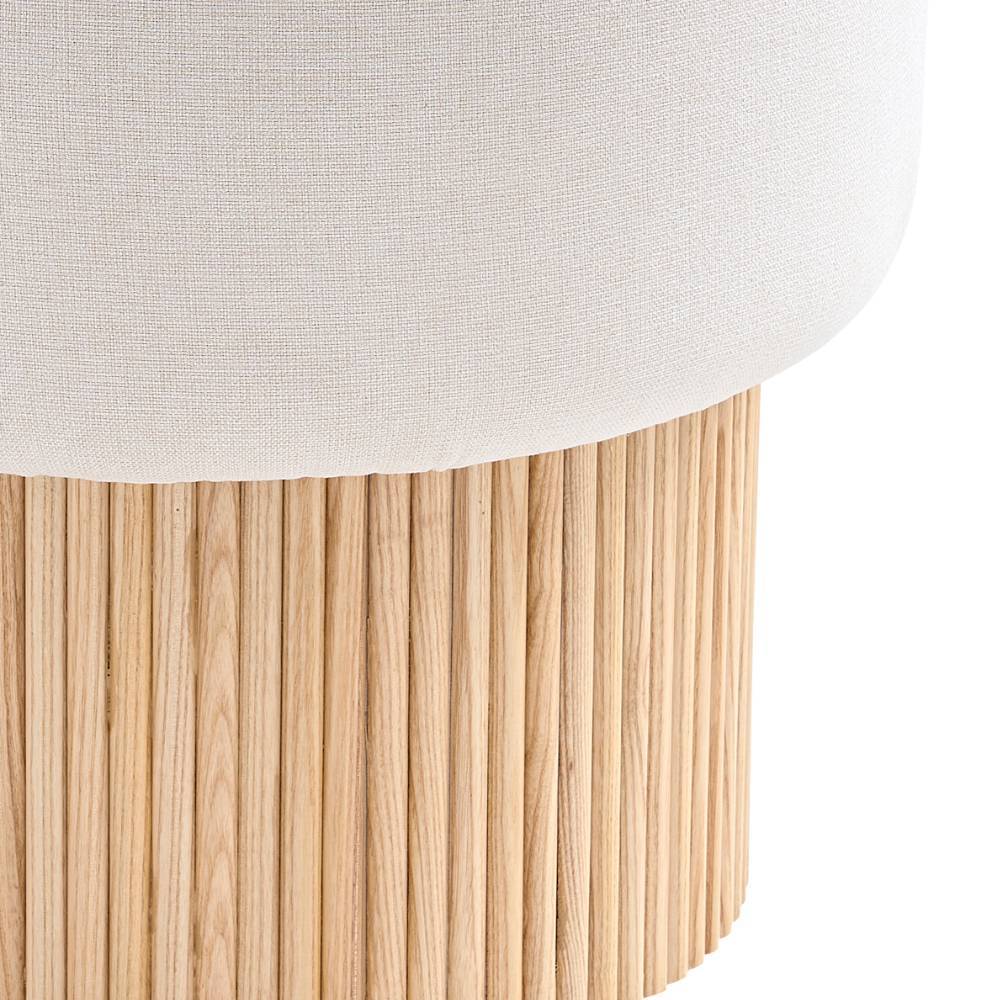 Skandi Design Polsterhocker Scotias in runder Form mit Truhe