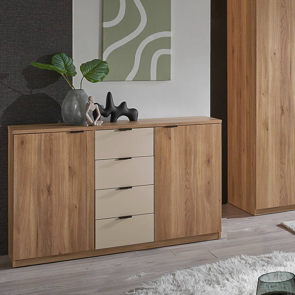 Sideboard Mero in Wildeichefarben mit vier Schubladen