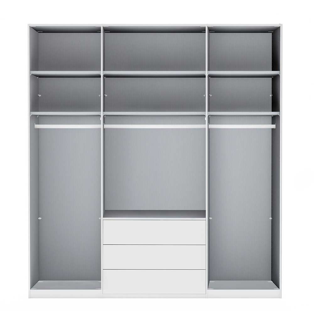 Schlafzimmerschrank Locoro in Weiß glasbeschichtet mit Soft Close