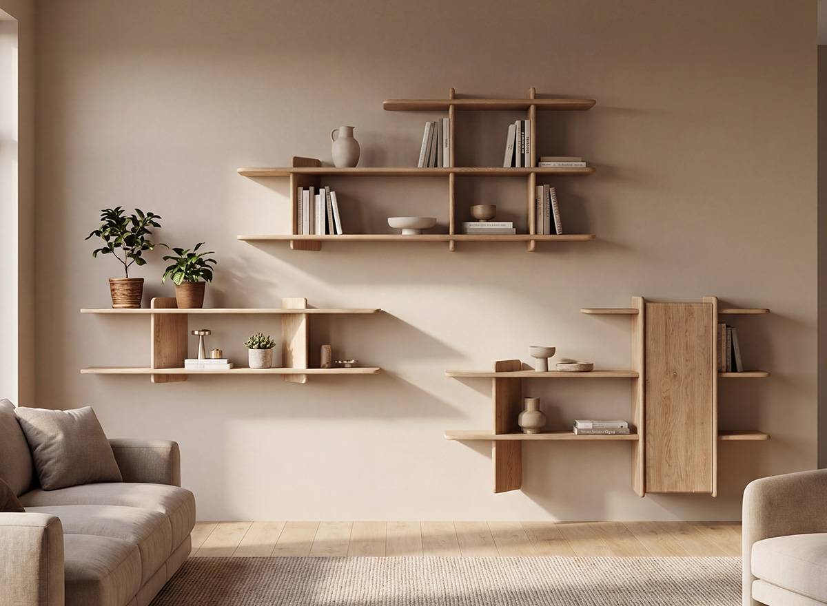 Wohnzimmerregal Temuco aus Eiche Massivholz 140 cm breit