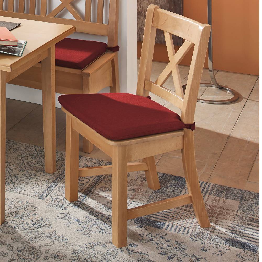 Esszimmerstuhl Acientra aus Buche Massivholz mit Polsterauflage (2er Set)