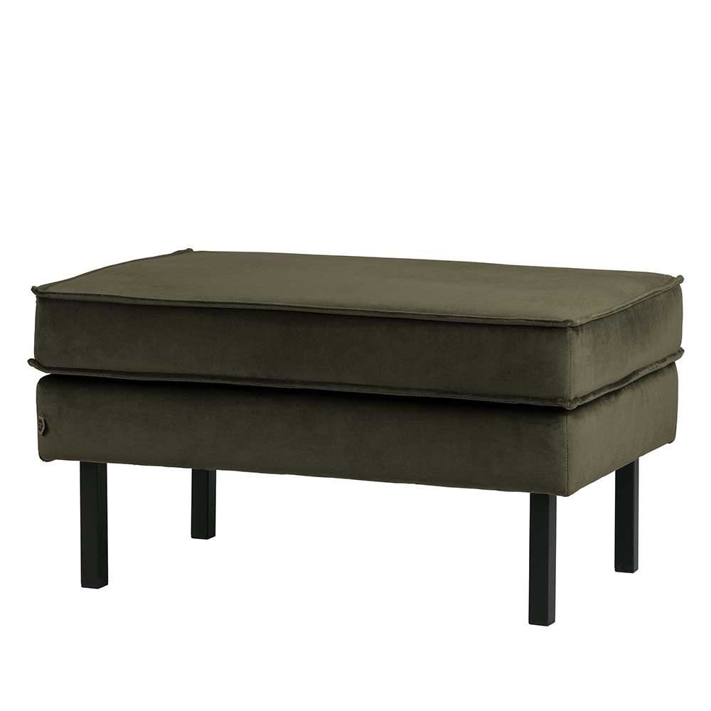 Couchhocker Work in Dunkelgrün Samt im Retrostil
