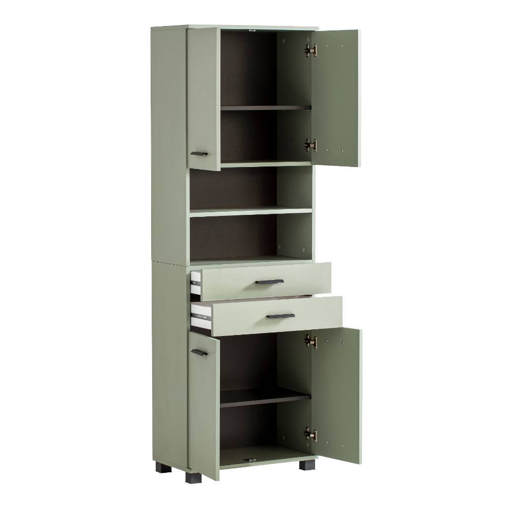 Badezimmerhochschrank Hamzad 181 cm hoch mit zwei offenen Fächern
