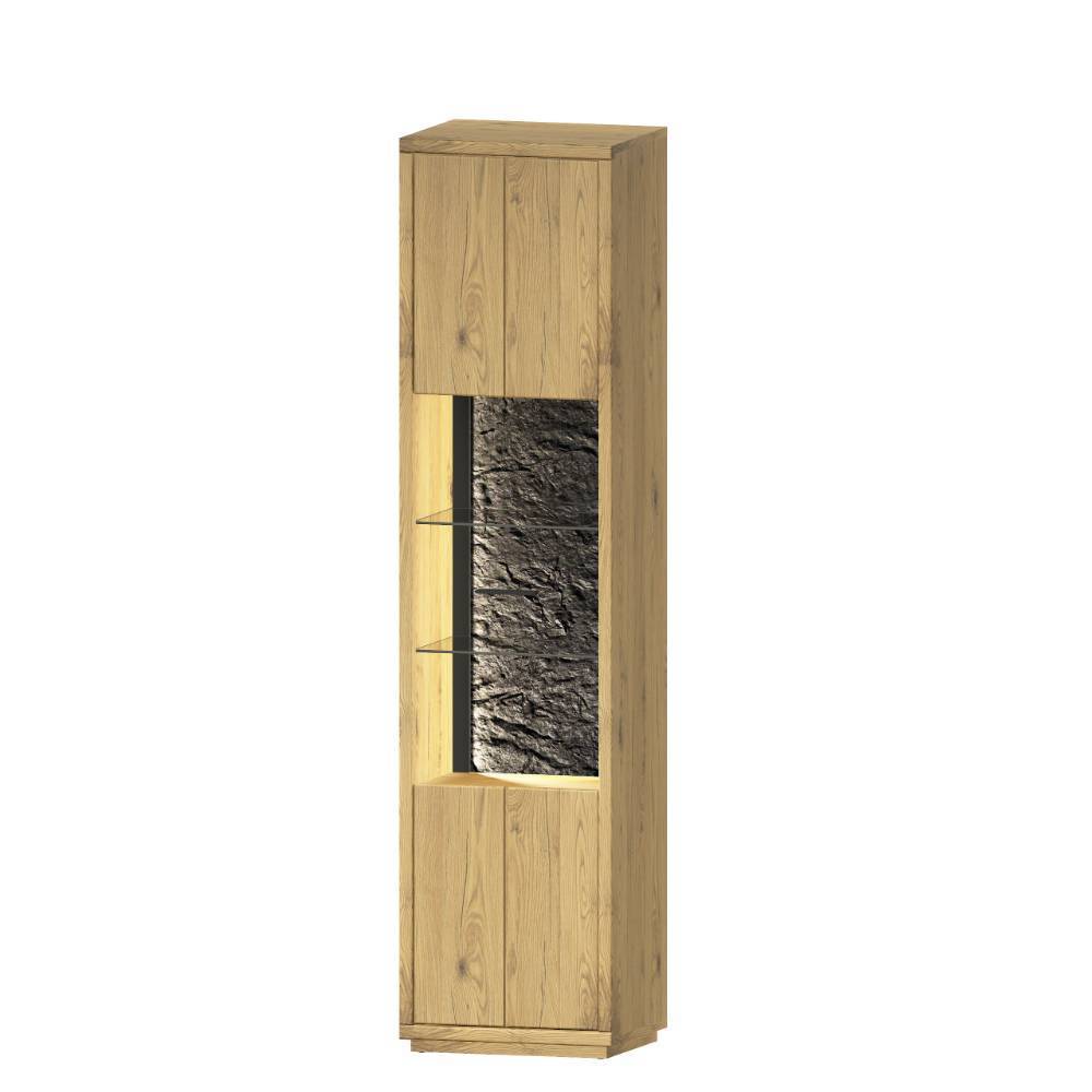 Schrankwand Wohnzimmer Ostoro in Wildeiche Bianco 206 cm hoch (zweiteilig)