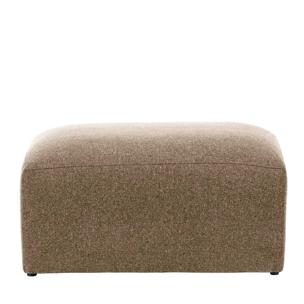 Polsterhocker Ronald in Beige aus Chenillegewebe