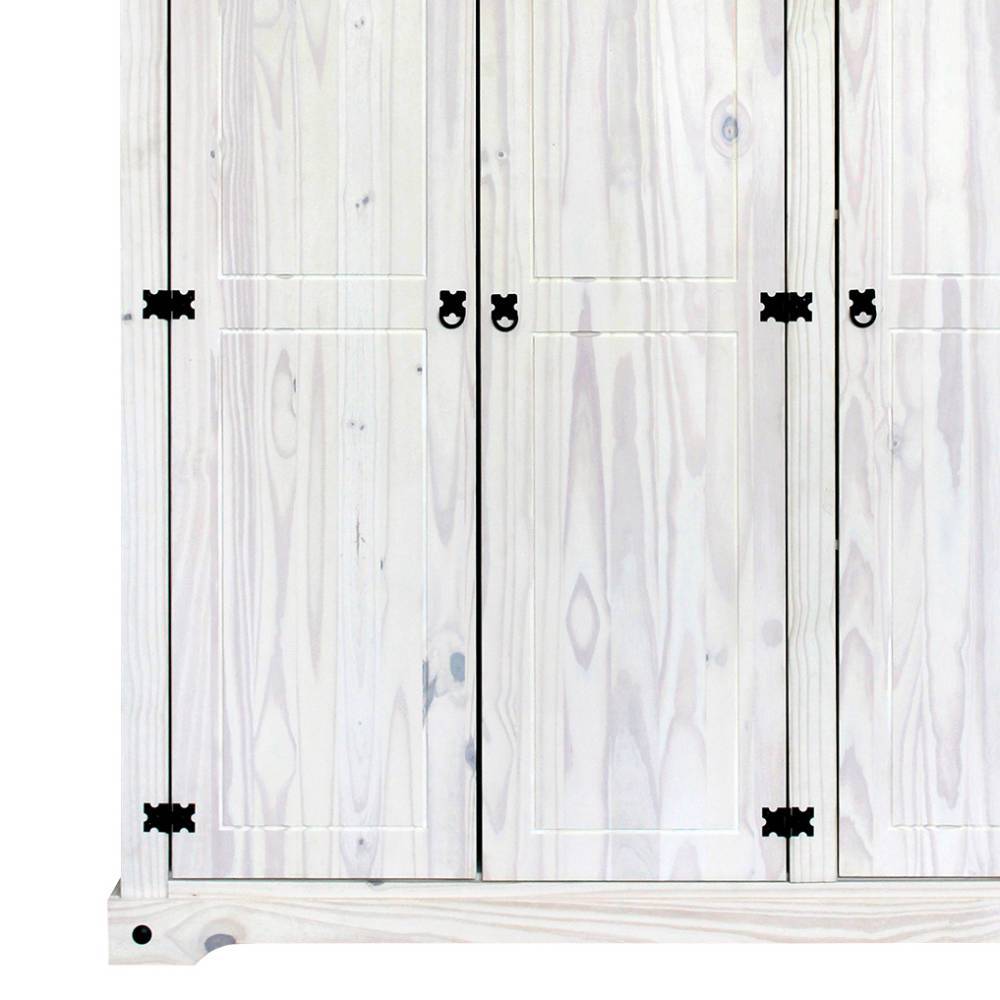 Massivholzkleiderschrank Blouno in Weiß im Landhausstil