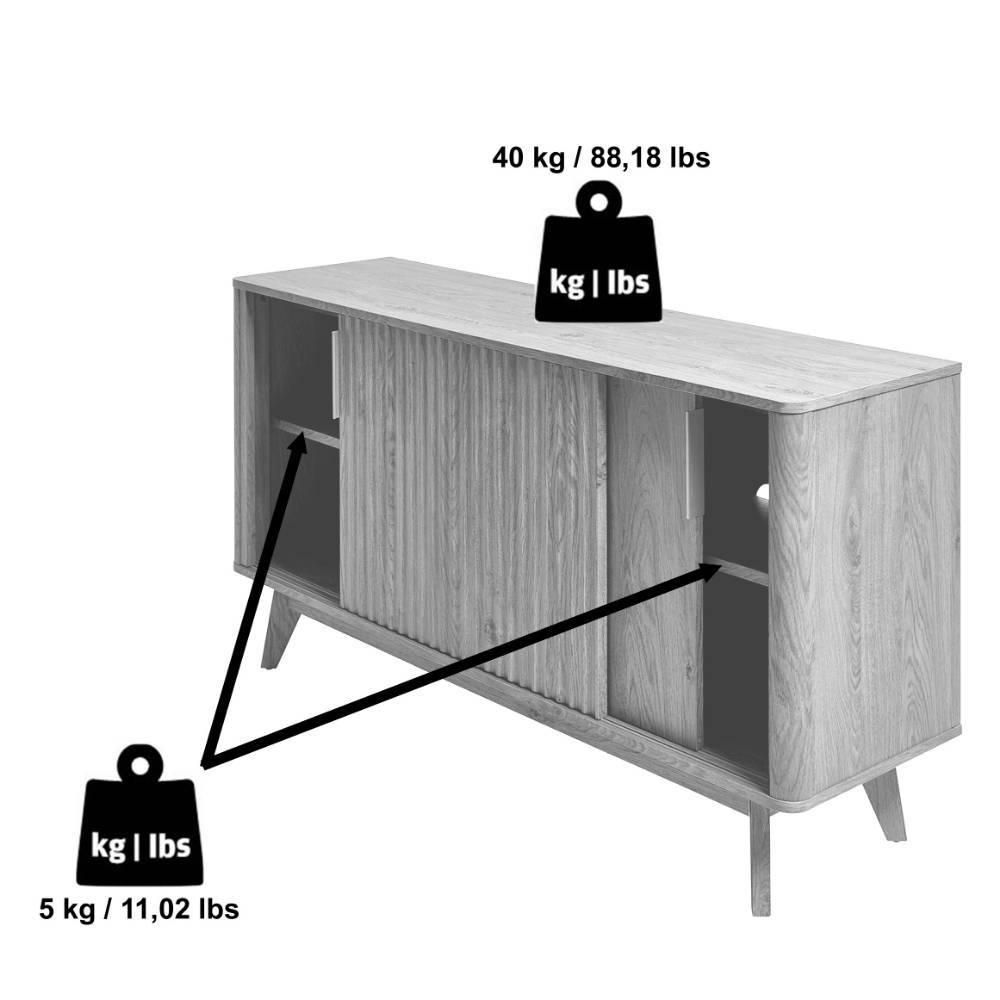 Retrostil Sidebord Timur mit Schiebetüren in Eichefarben