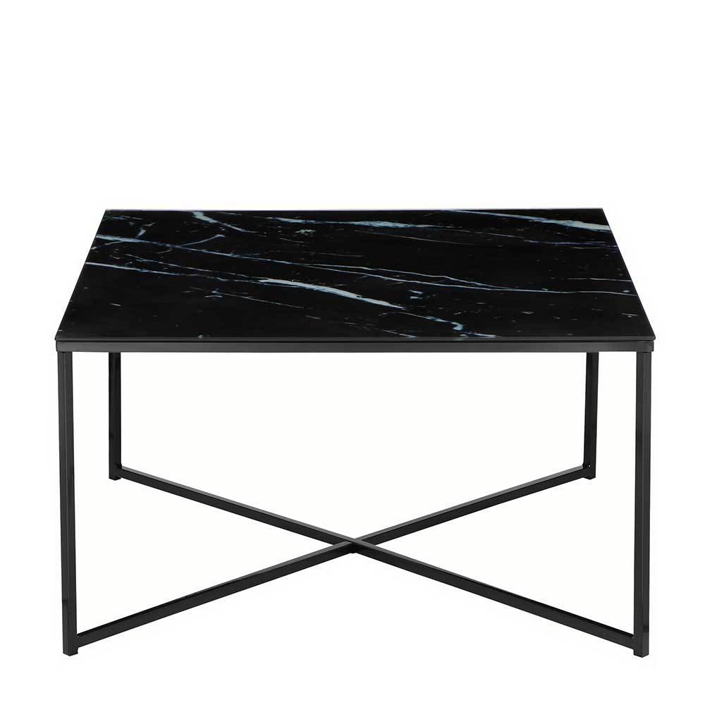 Retrostil Couchtisch Judita in Schwarz mit Glasplatte