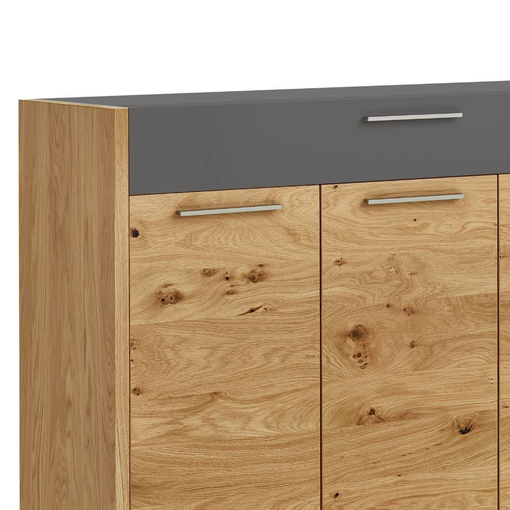 Schuh Schrank Pavia in Balkeneiche und Eiche Bianco