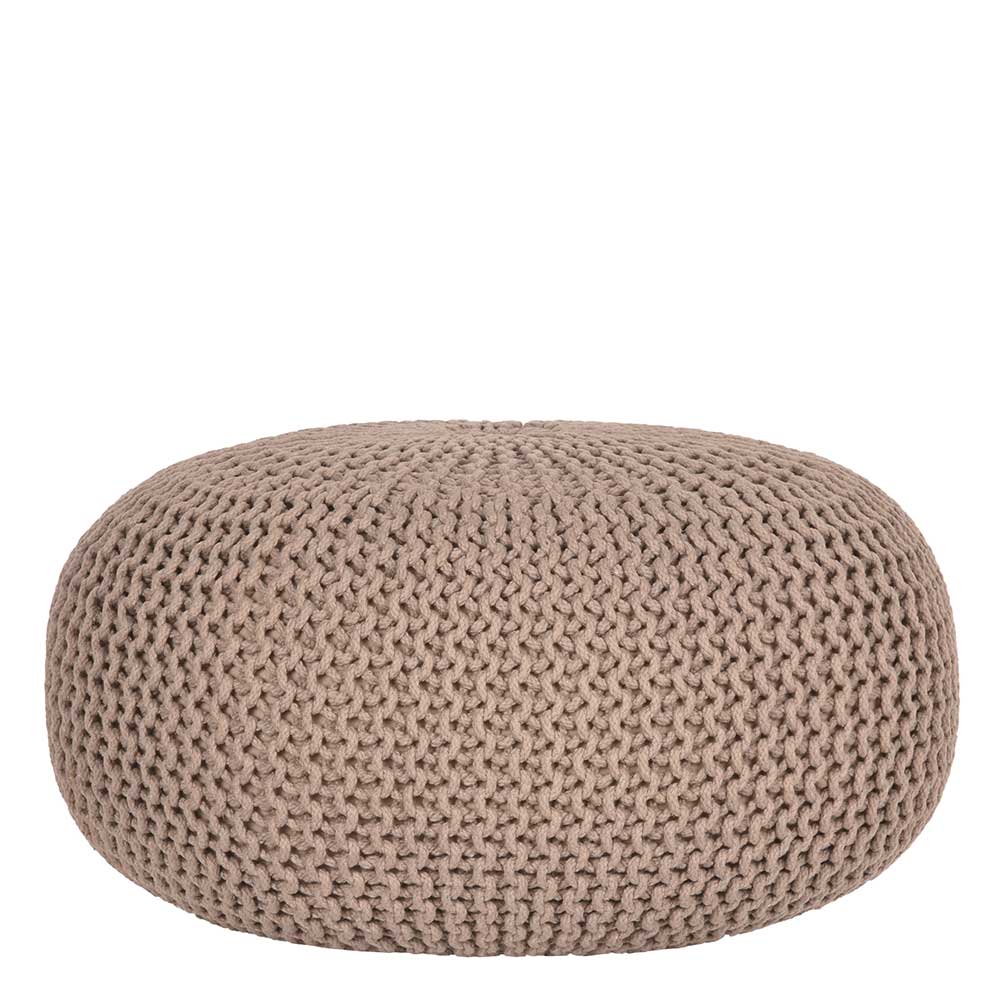 Strickstoff Pouf Ladyda in Beige im Skandi Design