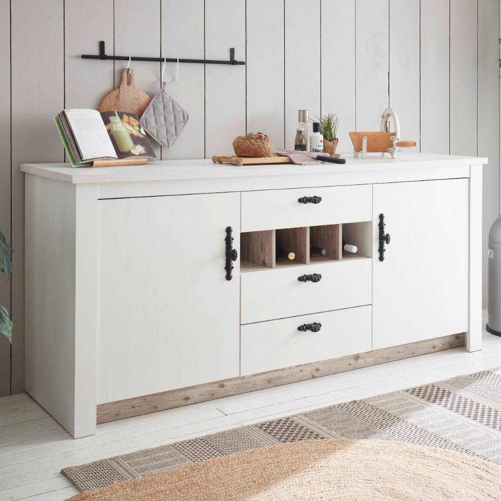 Landhausstil Küchenblock Flurencina in Weiß 60 cm tief (vierteilig)