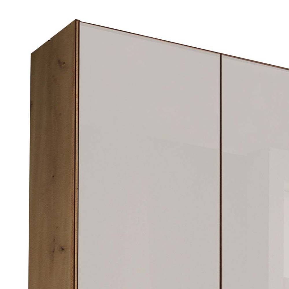 Drehtürenkleiderschrank Durac in Eiche Bianco und Weiß