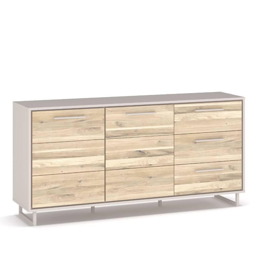 Sideboard Fortlanda in Eiche Bianco und Kreideweiß