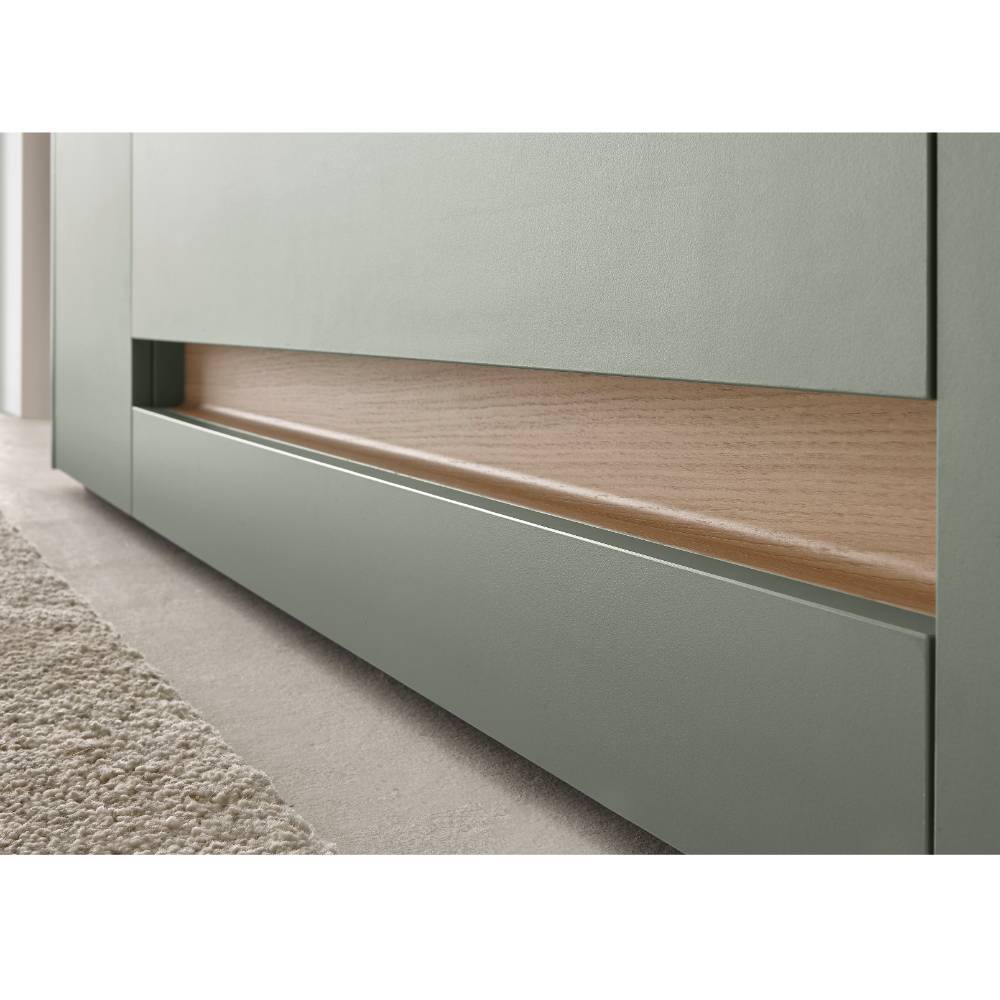 Design Wohnwand Ulfava in Graugrün und Eichefarben (vierteilig)