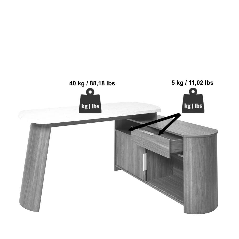 Designschreibtisch Yochana in Marmor Optik und Walnussfarben