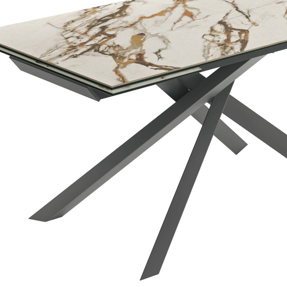 Ausziehtisch Viomantica mit Mikado Fußgestell und zwei Einlegeplatten