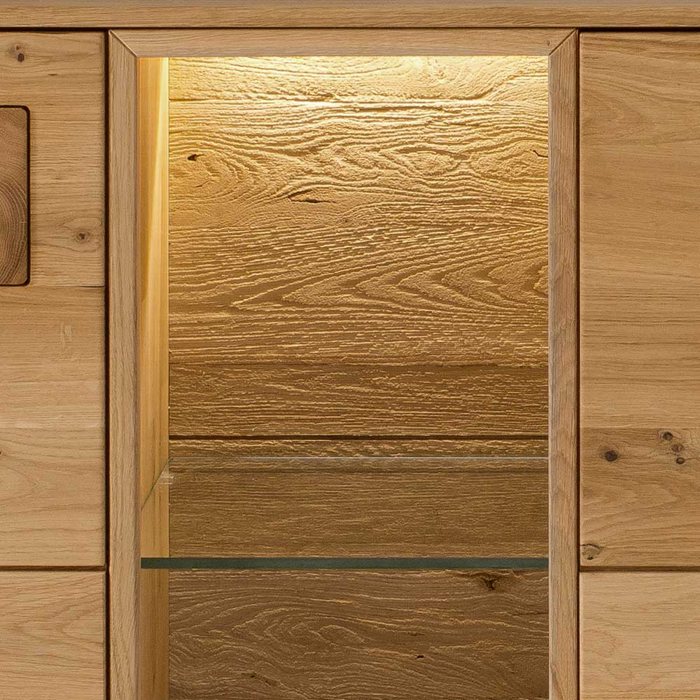 Montiertes Sideboard Onitos aus Wildeiche Massivholz 170 cm breit