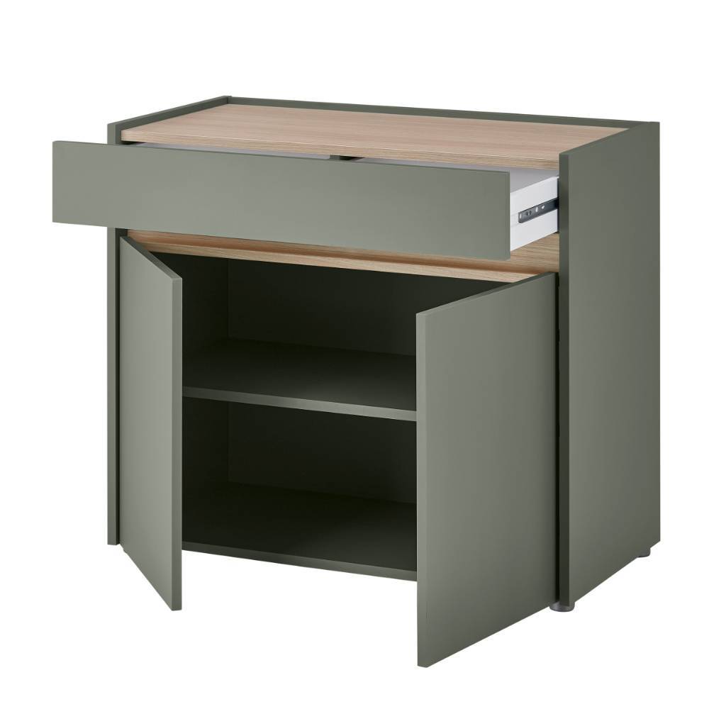 Komplett Garderobe Ulfava in Graugrün und Eichefarben (vierteilig)
