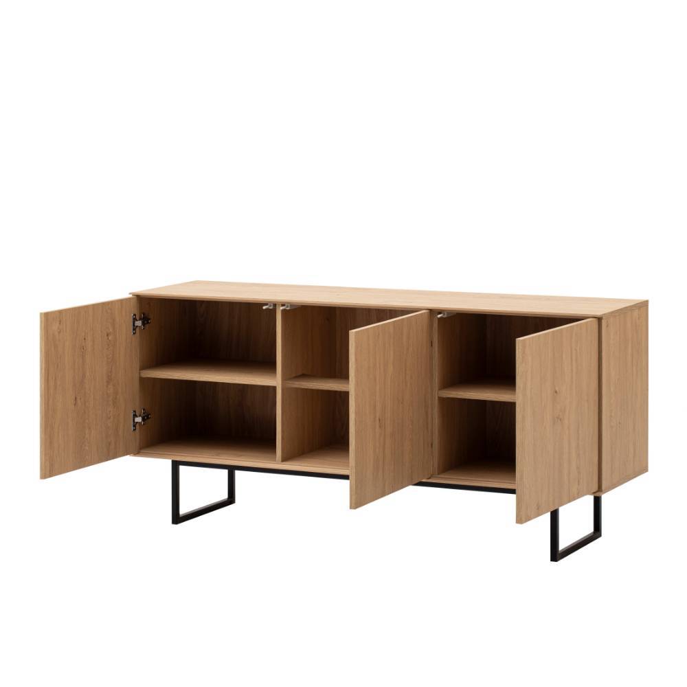 Wohnzimmer Anbauwand Carno in Eiche Stone 208 cm breit (zweiteilig)