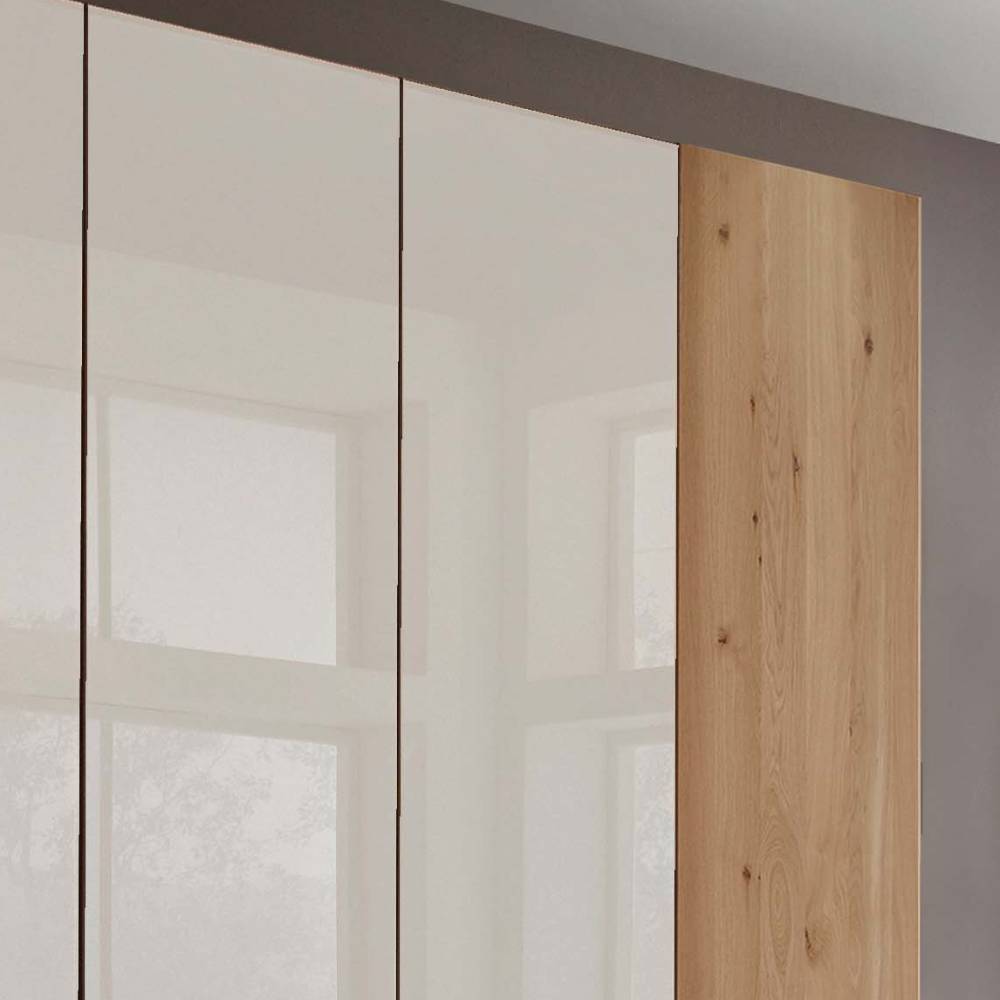 Kleiderschrank Viramiru in Eiche Bianco & Champagner mit Drehtüren