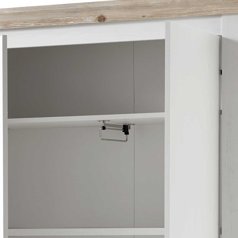 Landhausstil Flurgardarobe Flurencina in Weiß und Pinienfarben (fünfteilig)