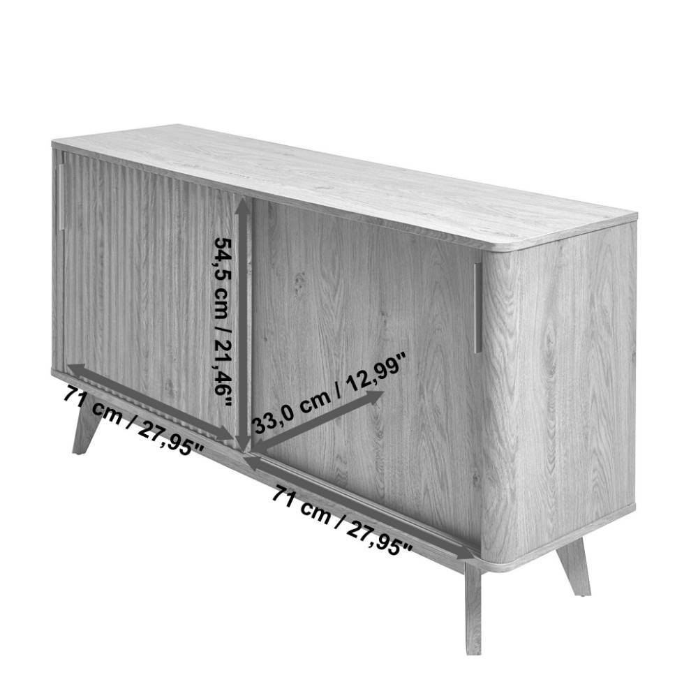 Sideboard Conle mit 2 Schiebetüren im Retrostil