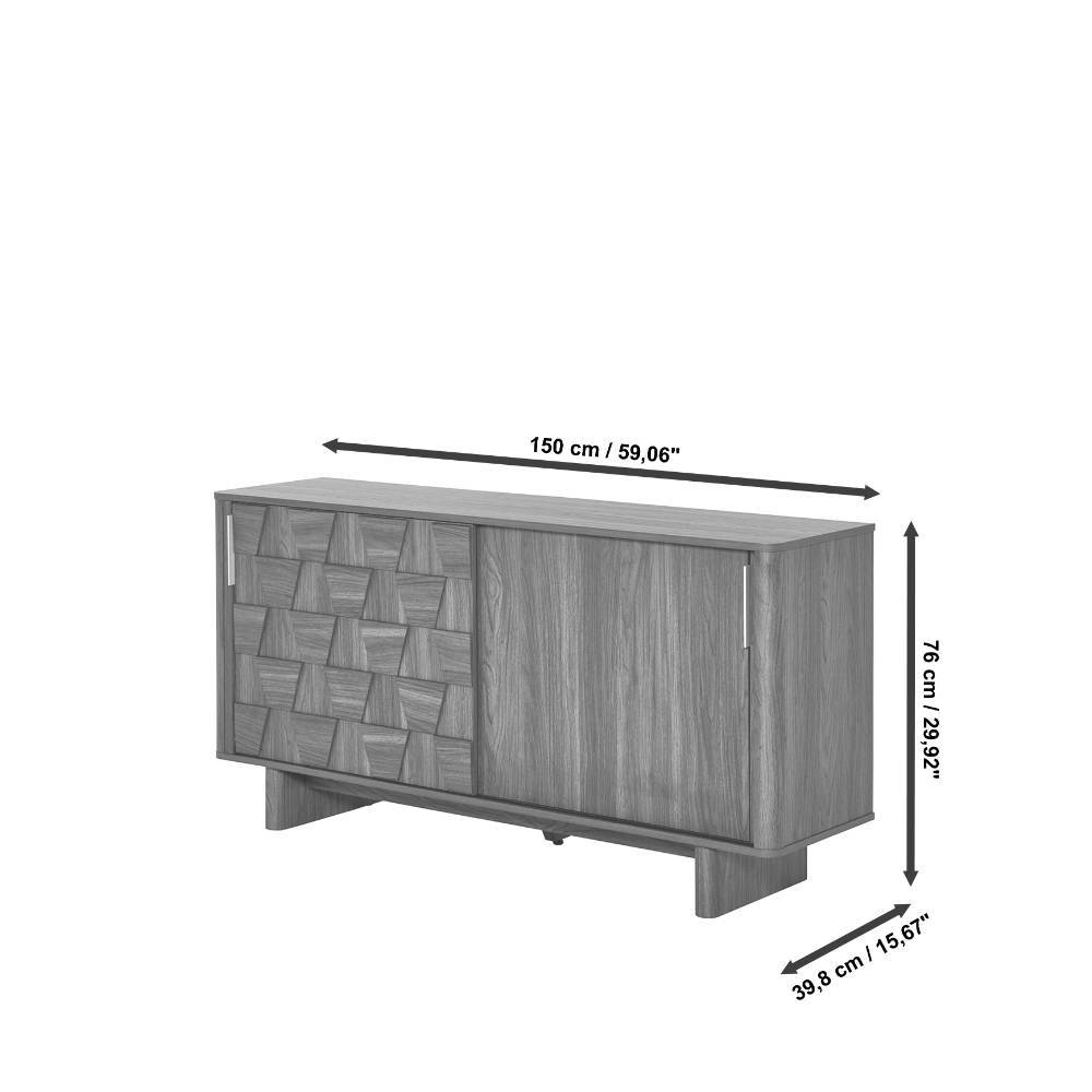 Sideboard Laverra in Walnussfarben mit Schiebetüren